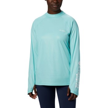 Columbia Sweater Dames, PFG Tidal Deflector Zero Mock Long Sleeve Blauw, 57SQDGKWJ